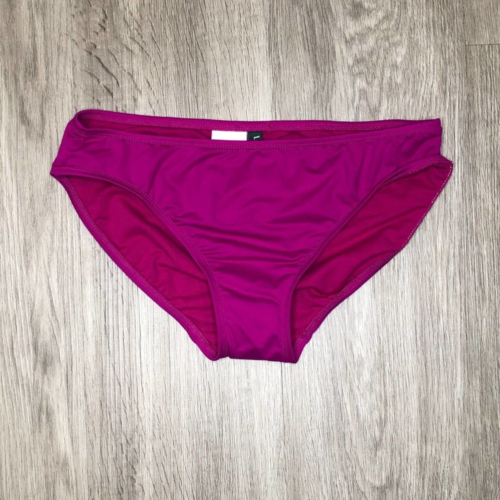 LAUREN RALPH LAUREN Women's Dark Pink Solid Beach Club Bikini Swim Bottoms sz 6